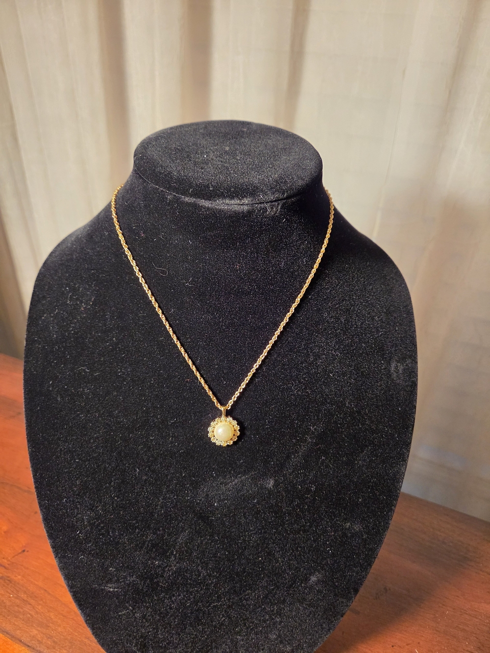 Vintage Nina Ricci Gold Plated Pendent With Faux Pearl Center